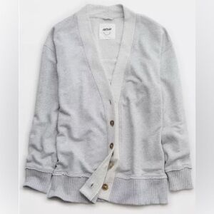 NWT Aerie Fleece Cardigan, sz L in Heather Gray